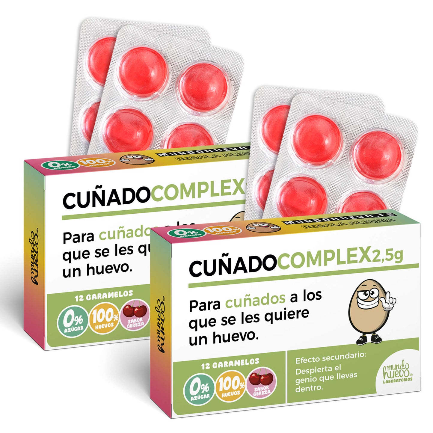 2 cajas Caramelos de broma | CUÑADO COMPLEX | Cajas Regalo Divertido con 24 caramelos sin azúcar
