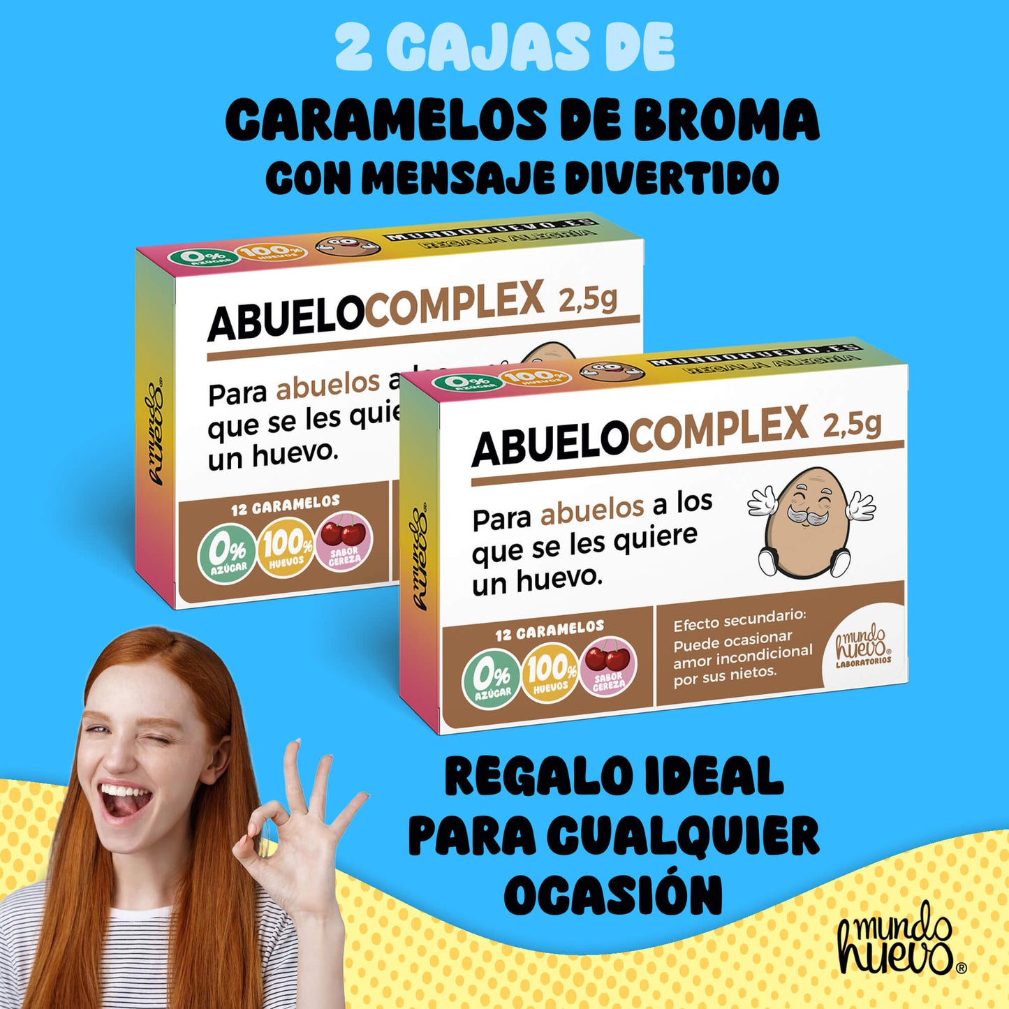 2 cajas Caramelos de broma | ABUELO COMPLEX | Cajas Regalo Divertido con 24 caramelos sin azúcar
