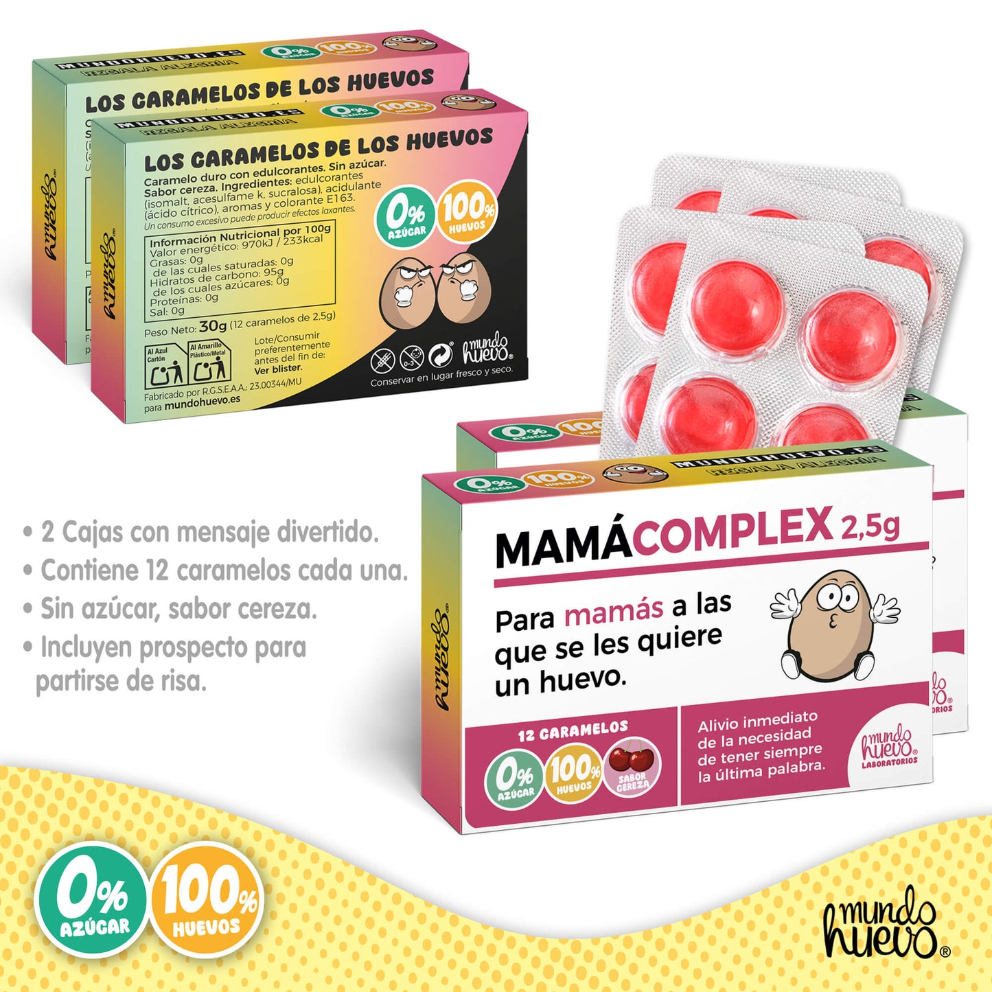2 cajas Caramelos de broma | MAMÁ COMPLEX | Cajas Regalo Divertido con 24 caramelos sin azúcar
