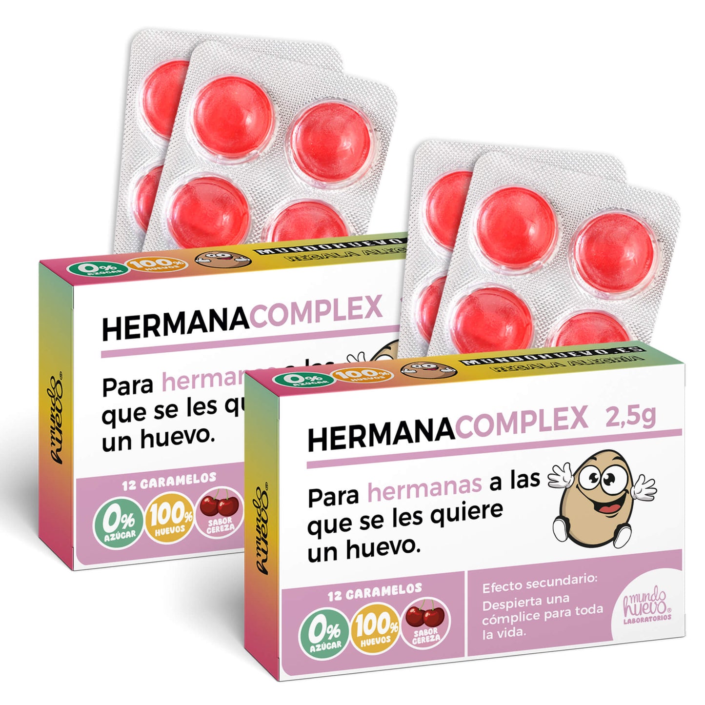 2 cajas Caramelos de broma | HERMANA COMPLEX | Cajas Regalo Divertido con 24 caramelos sin azúcar
