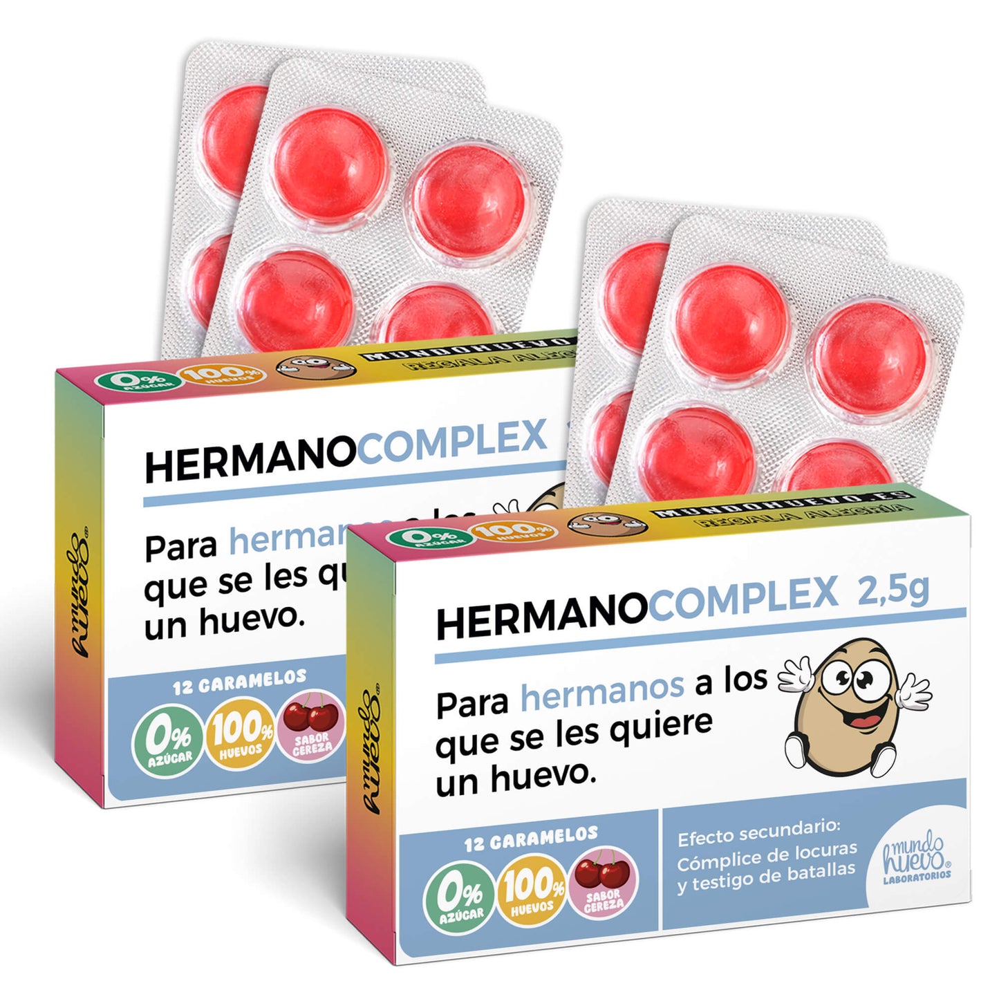 2 cajas Caramelos de broma | HERMANO COMPLEX | Cajas Regalo Divertido con 24 caramelos sin azúcar