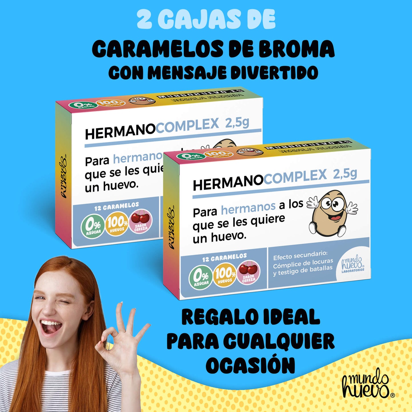 2 cajas Caramelos de broma | HERMANO COMPLEX | Cajas Regalo Divertido con 24 caramelos sin azúcar
