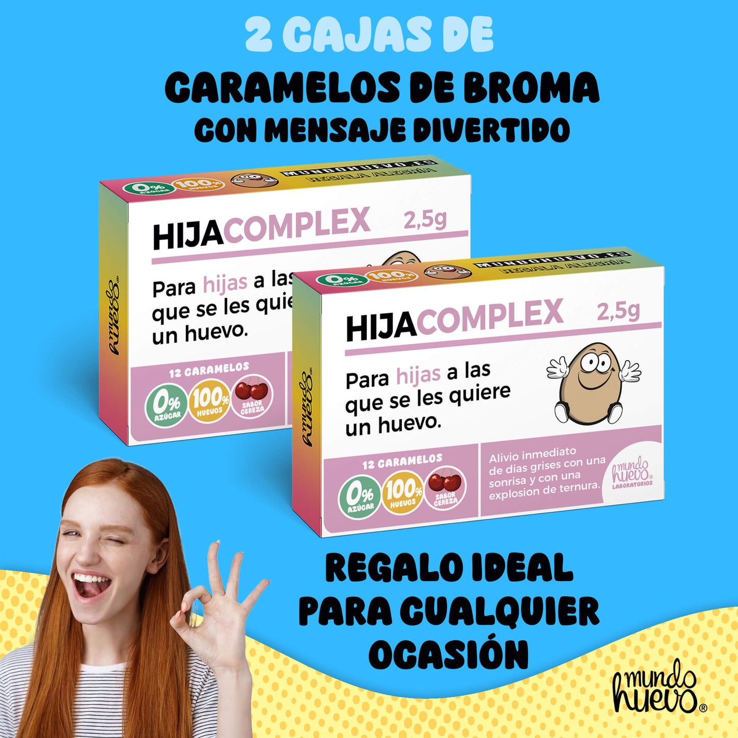 2 cajas Caramelos de broma | HIJA COMPLEX | Cajas Regalo Divertido con 24 caramelos sin azúcar