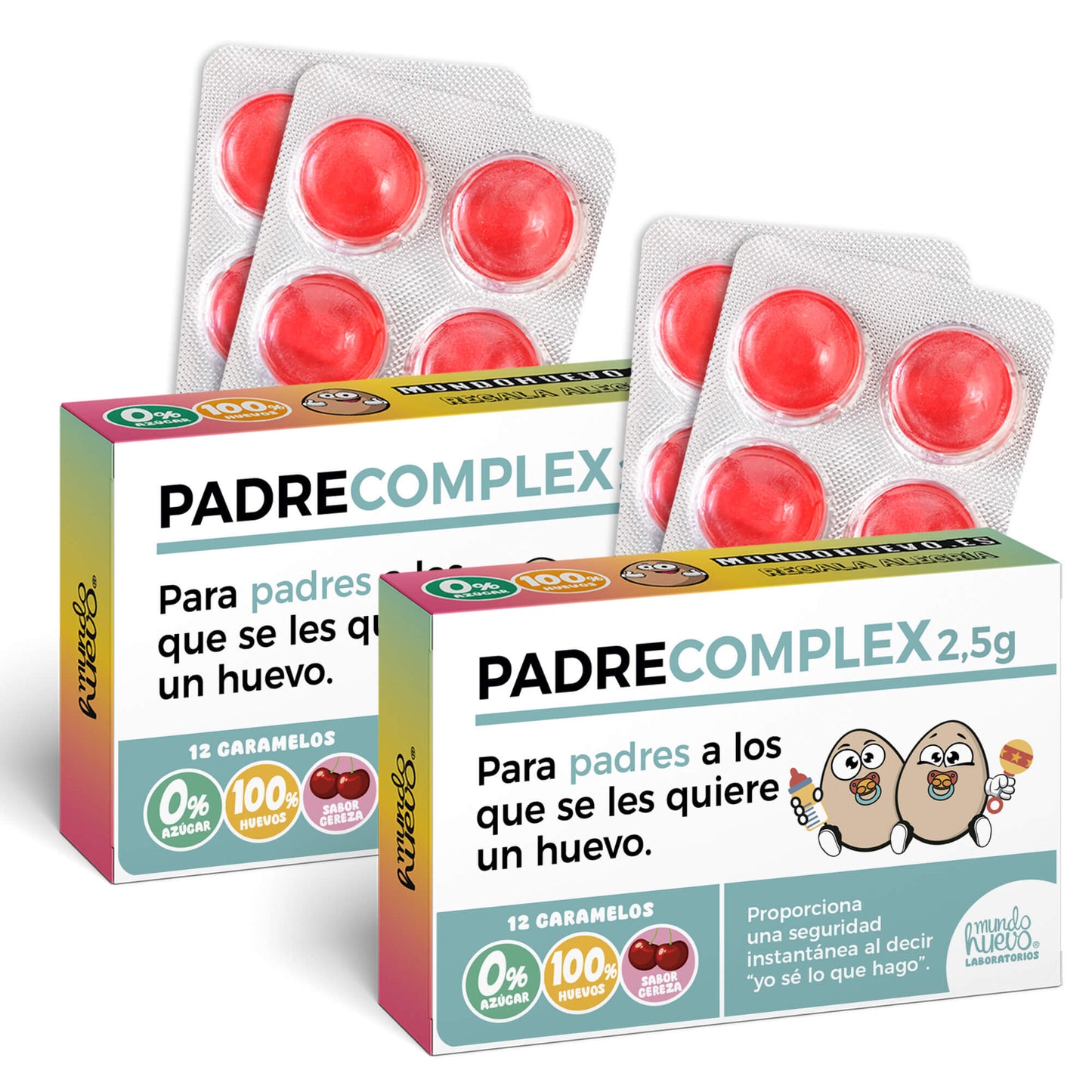 2 cajas Caramelos de broma | PADRE COMPLEX | Cajas Regalo Divertido con 24 caramelos sin azúcar