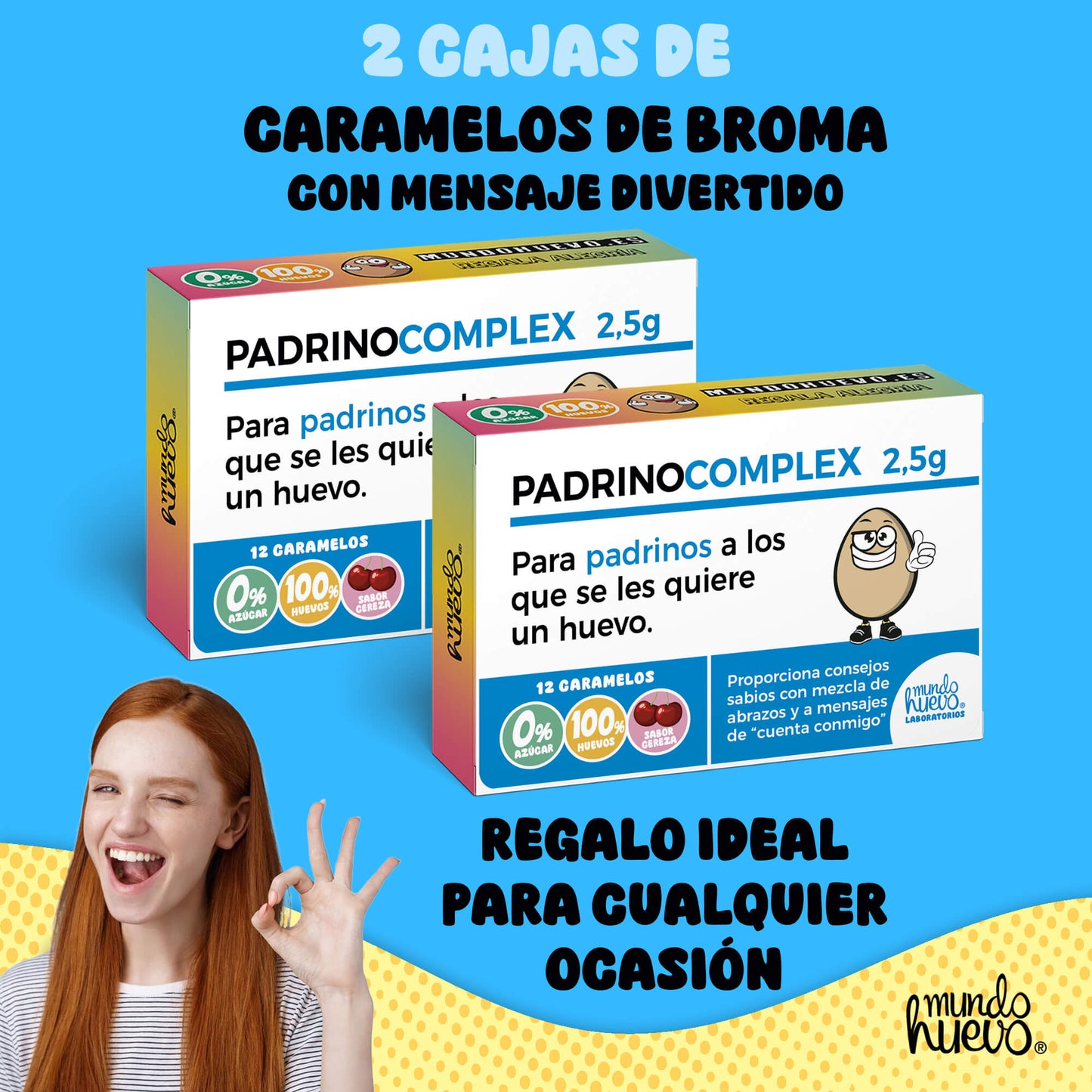 2 cajas Caramelos de broma | PADRINO COMPLEX | Cajas Regalo Divertido con 24 caramelos sin azúcar