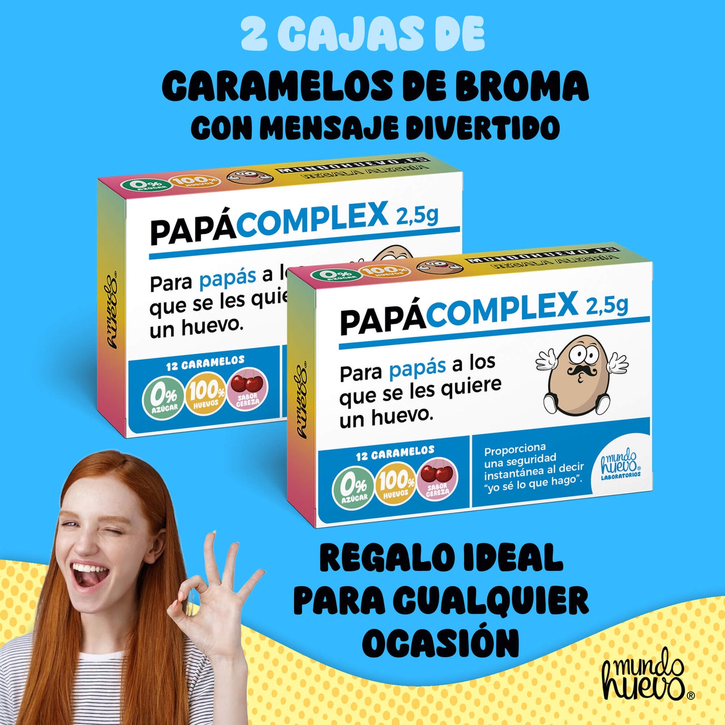 2 cajas Caramelos de broma | PAPÁ COMPLEX | Cajas Regalo Divertido con 24 caramelos sin azúcar