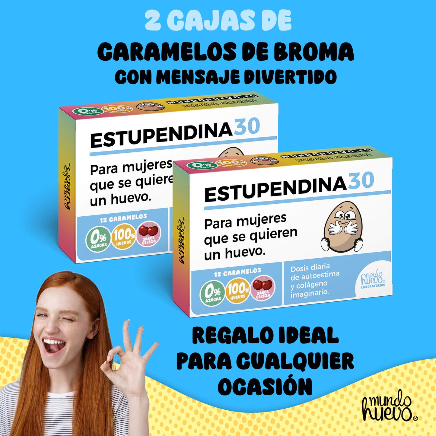 2 cajas Caramelos de broma | ESTUPENDINA 30 | Cajas Regalo Divertido con 24 caramelos sin azúcar