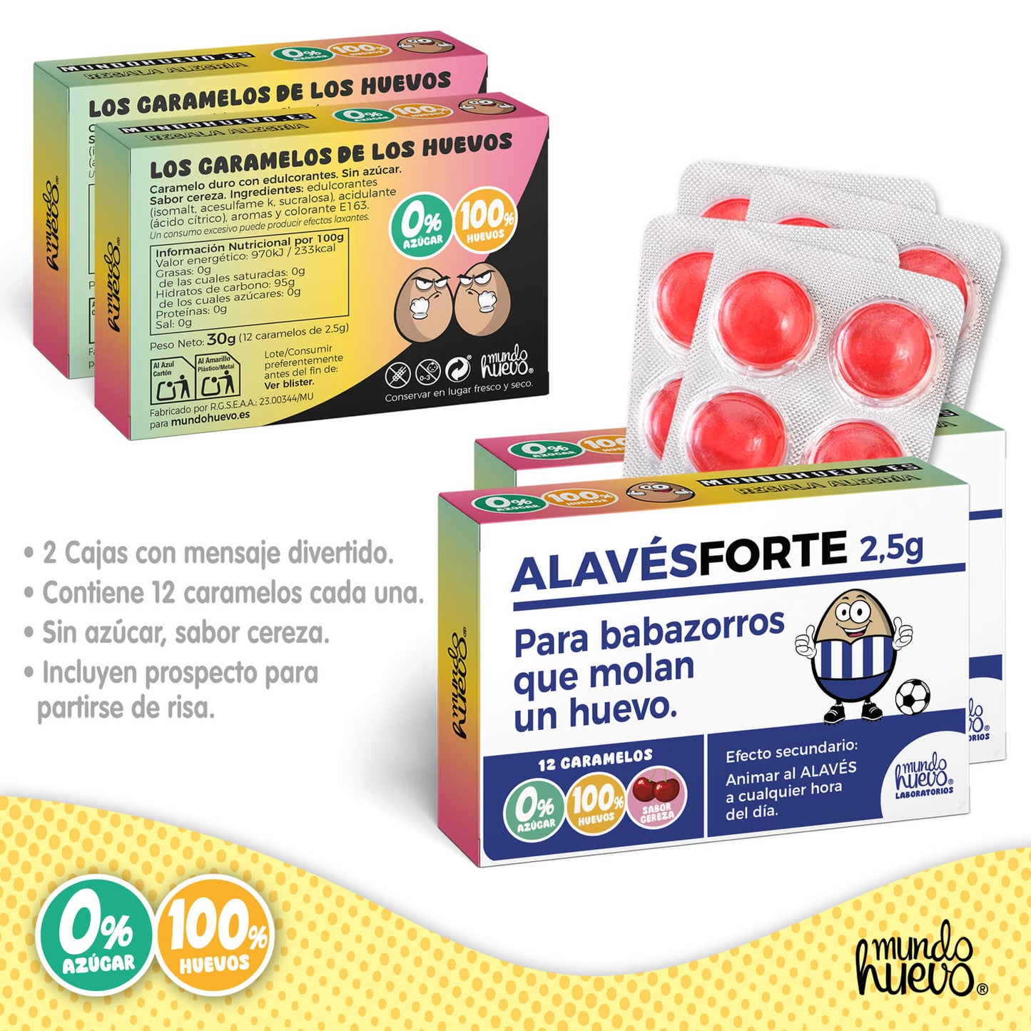 2 cajas Caramelos de broma | ALAVÉS FORTE | Cajas Regalo Divertido con 24 caramelos sin azúcar
