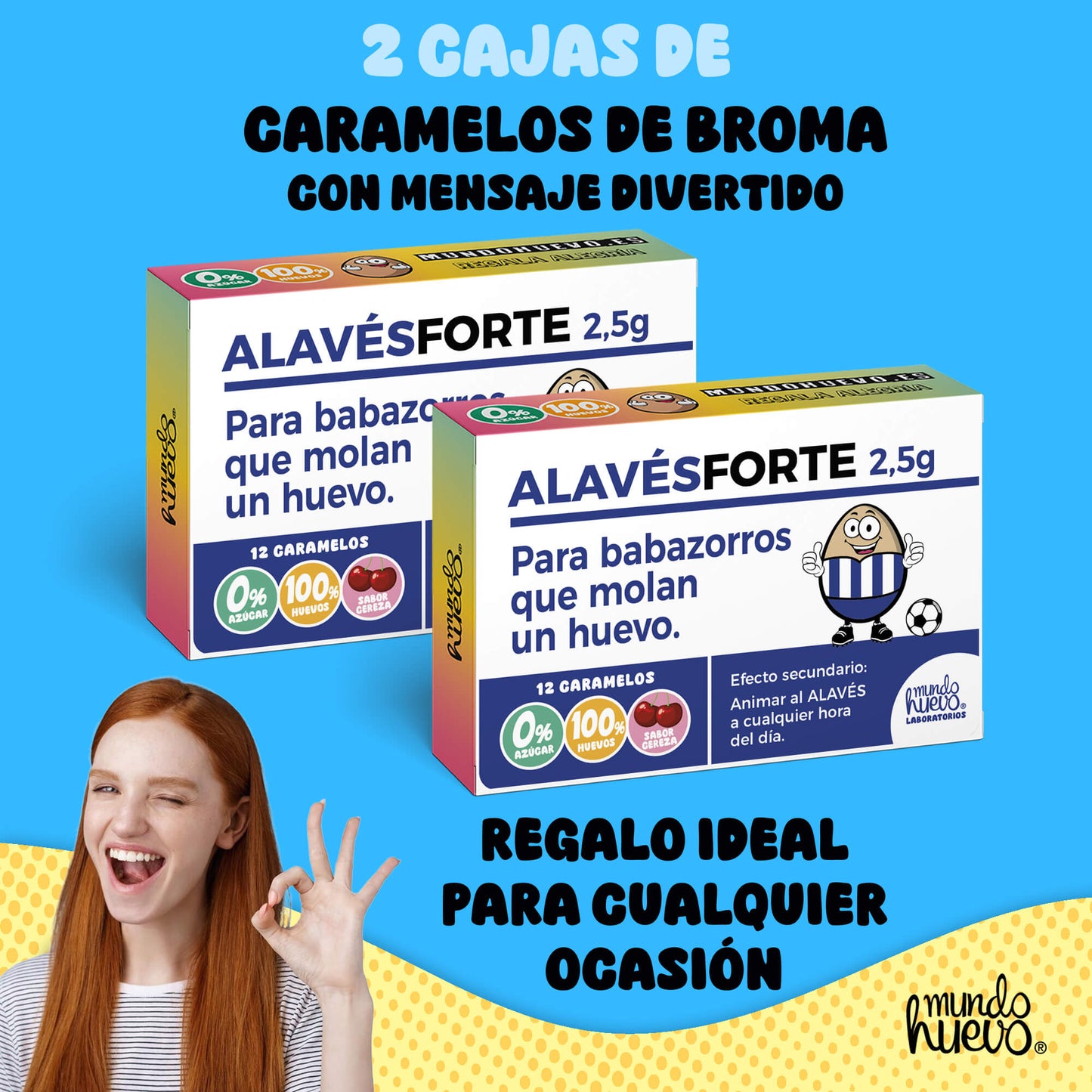 2 cajas Caramelos de broma | ALAVÉS FORTE | Cajas Regalo Divertido con 24 caramelos sin azúcar