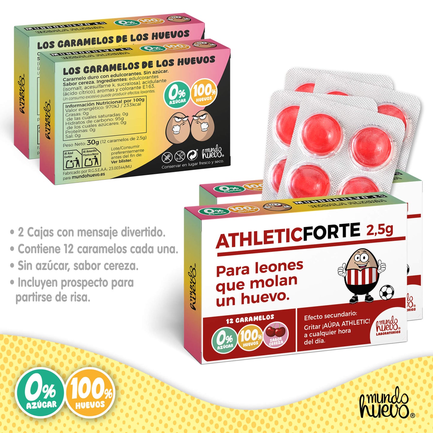 2 cajas Caramelos de broma | ATHLETIC FORTE | Cajas Regalo Divertido con 24 caramelos sin azúcar
