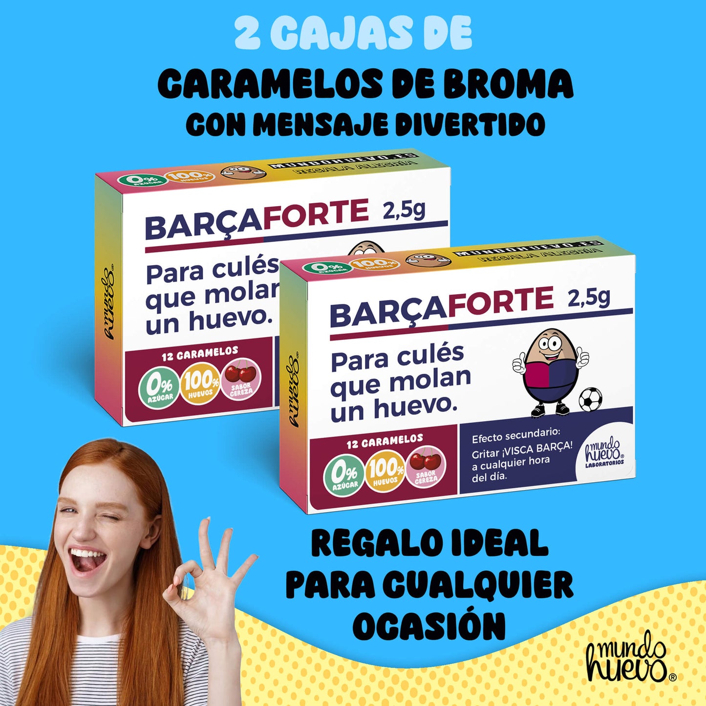 2 cajas Caramelos de broma | BARCELONA FORTE | Cajas Regalo Divertido con 24 caramelos sin azúcar