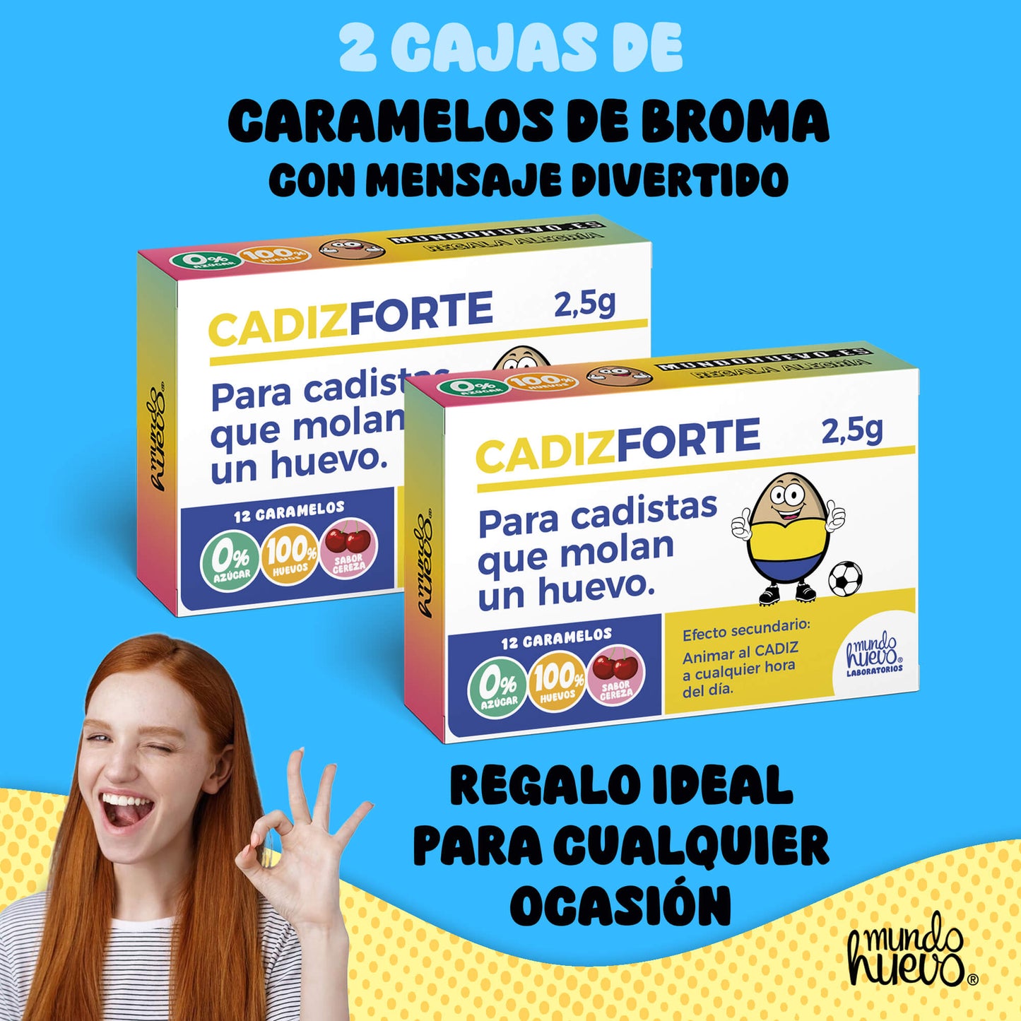 2 cajas Caramelos de broma | CADIZ FORTE | Cajas Regalo Divertido con 24 caramelos sin azúcar