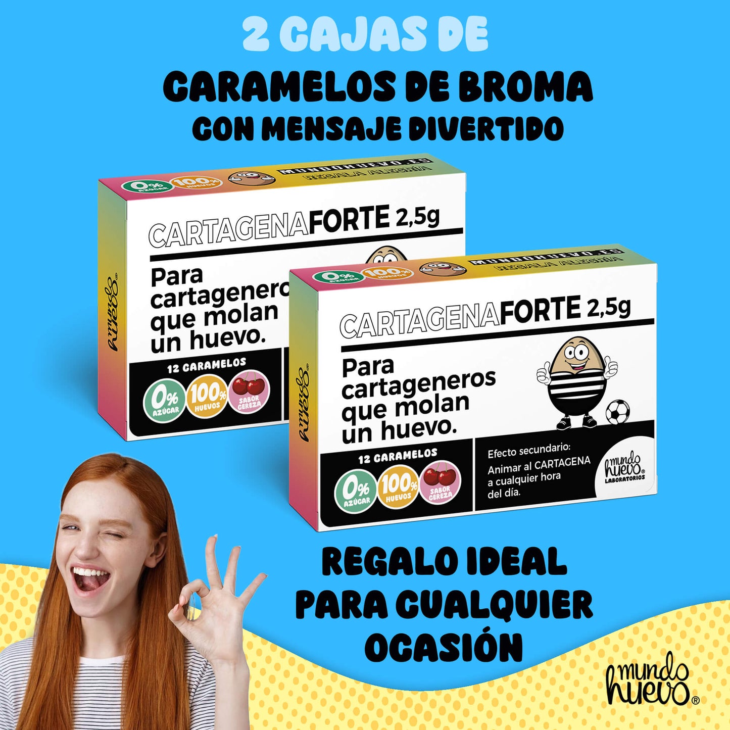 2 cajas Caramelos de broma | CARTAGENA FORTE | Cajas Regalo Divertido con 24 caramelos sin azúcar