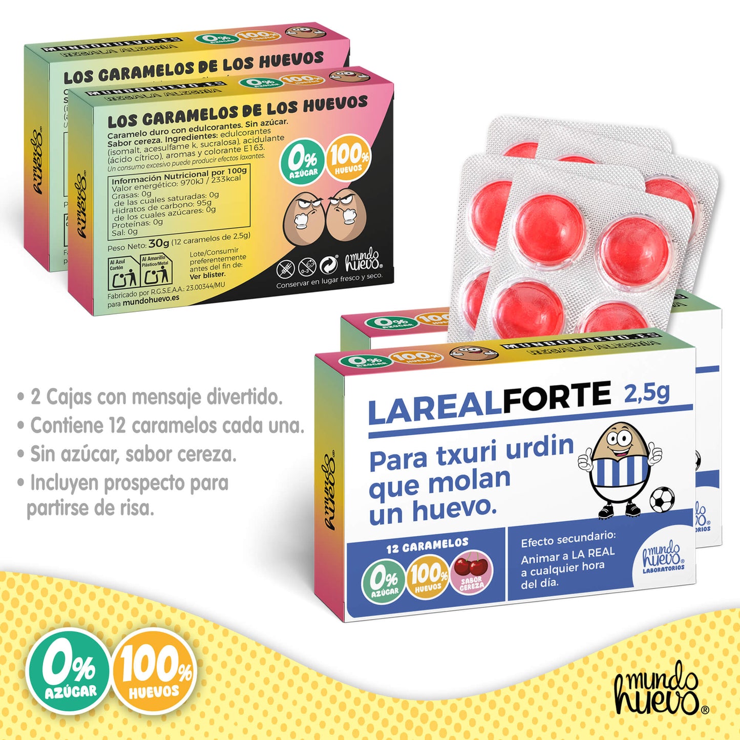 2 cajas Caramelos de broma | LA REAL FORTE | Cajas Regalo Divertido con 24 caramelos sin azúcar