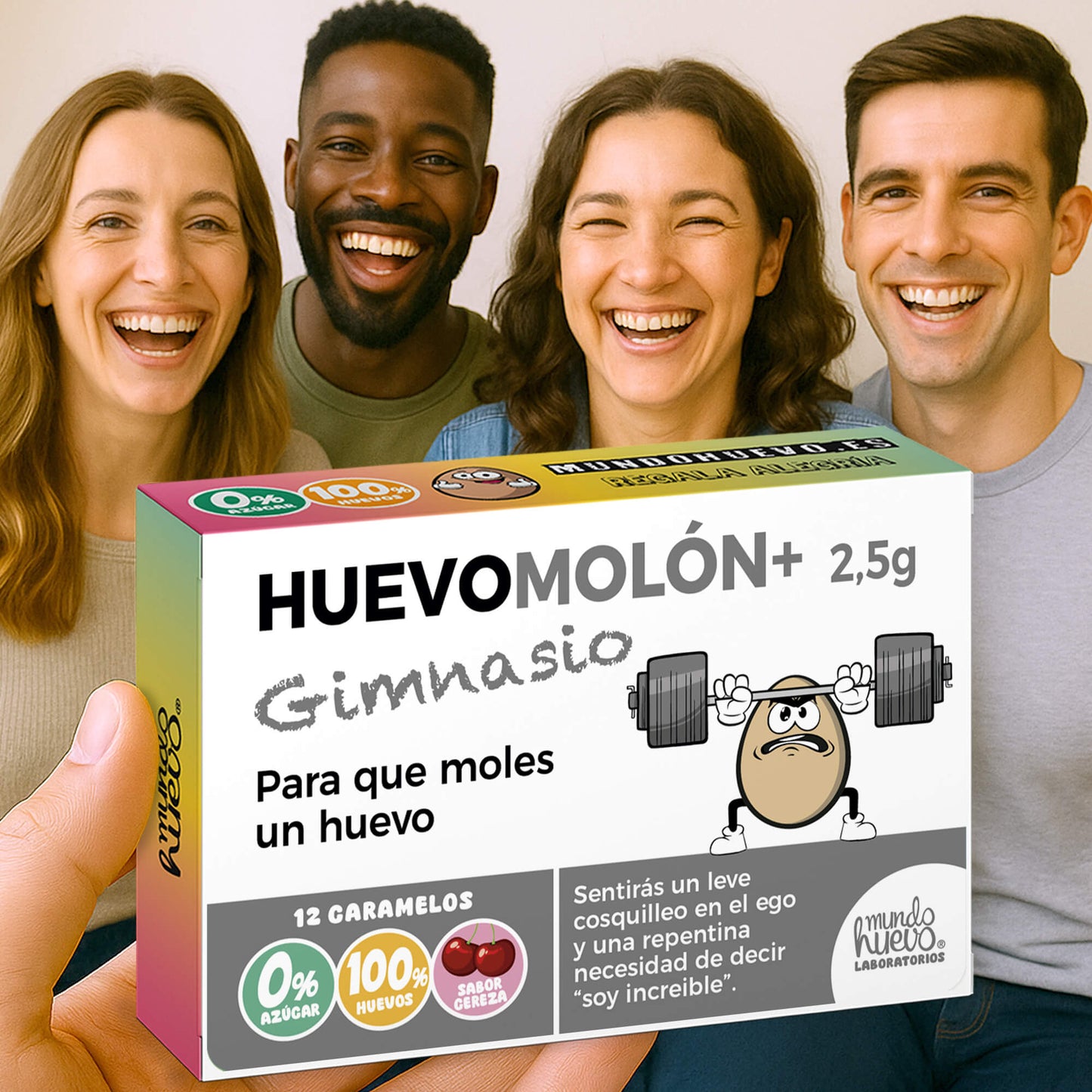 2 cajas Caramelos de broma | HUEVOMOLON+ GIMNASIO | Cajas Regalo Divertido con 24 caramelos sin azúcar