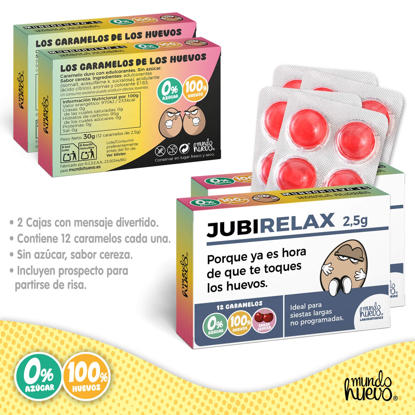 2 cajas Caramelos de broma | JUBIRELAX | Cajas Regalo Divertido con 24 caramelos sin azúcar