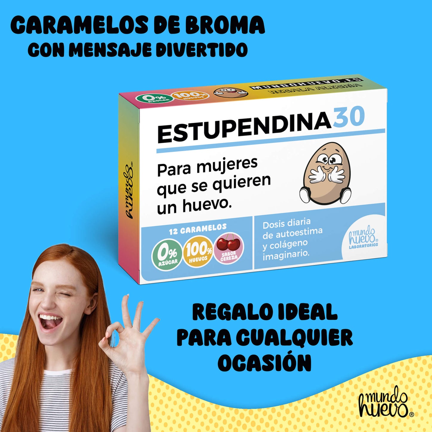 Caramelos de broma | ESTUPENDINA 30 | Caja Regalo Divertido con 12 caramelos sin azúcar