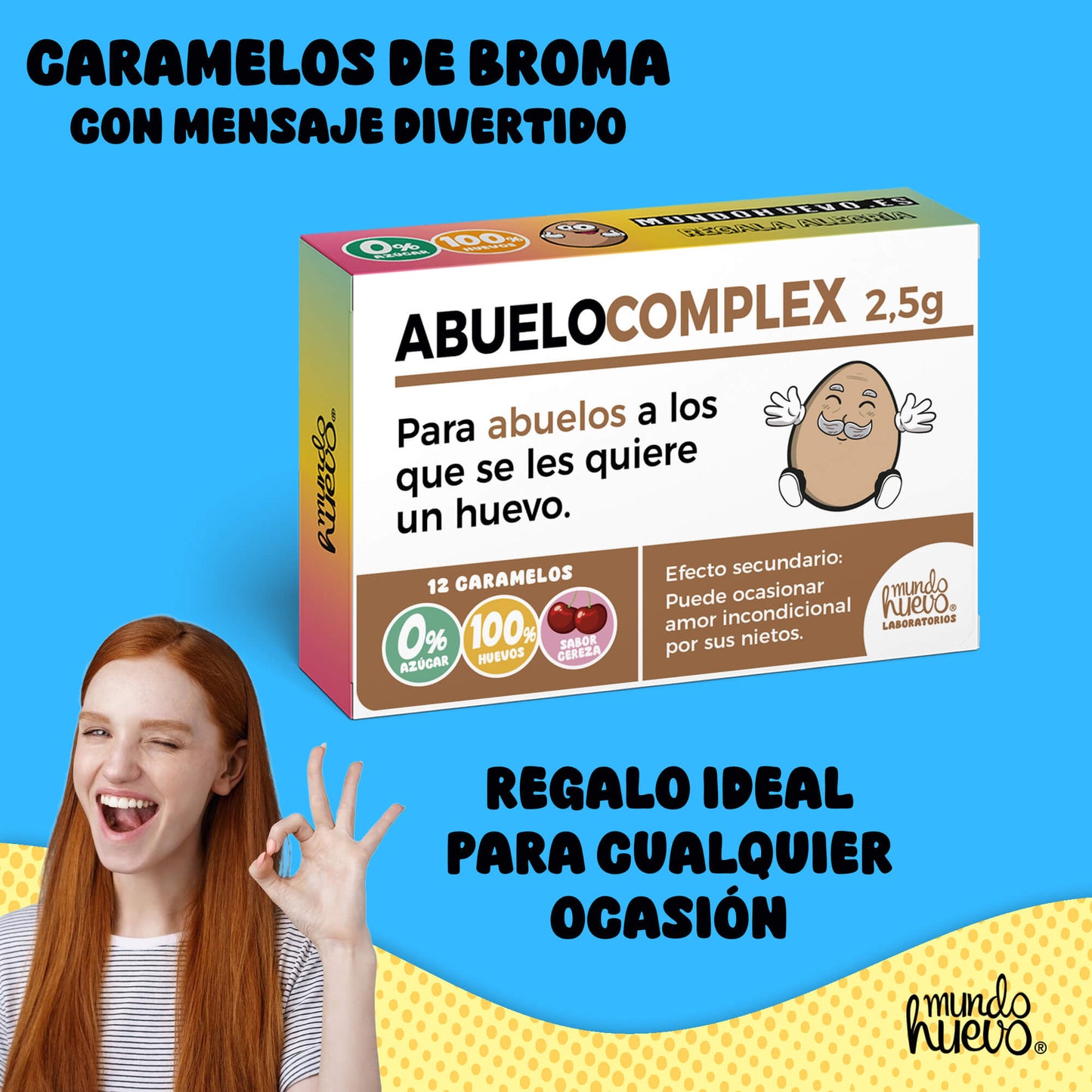 Caramelos de broma | ABUELO COMPLEX | Caja Regalo Divertido con 12 caramelos sin azúcar