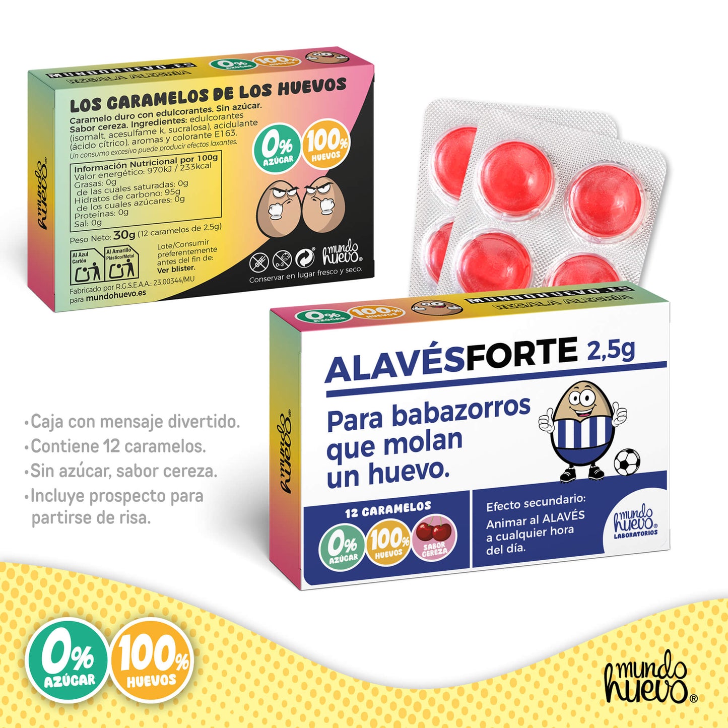 Caramelos de broma | ALAVÉS FORTE | Caja Regalo Divertido con 12 caramelos sin azúcar