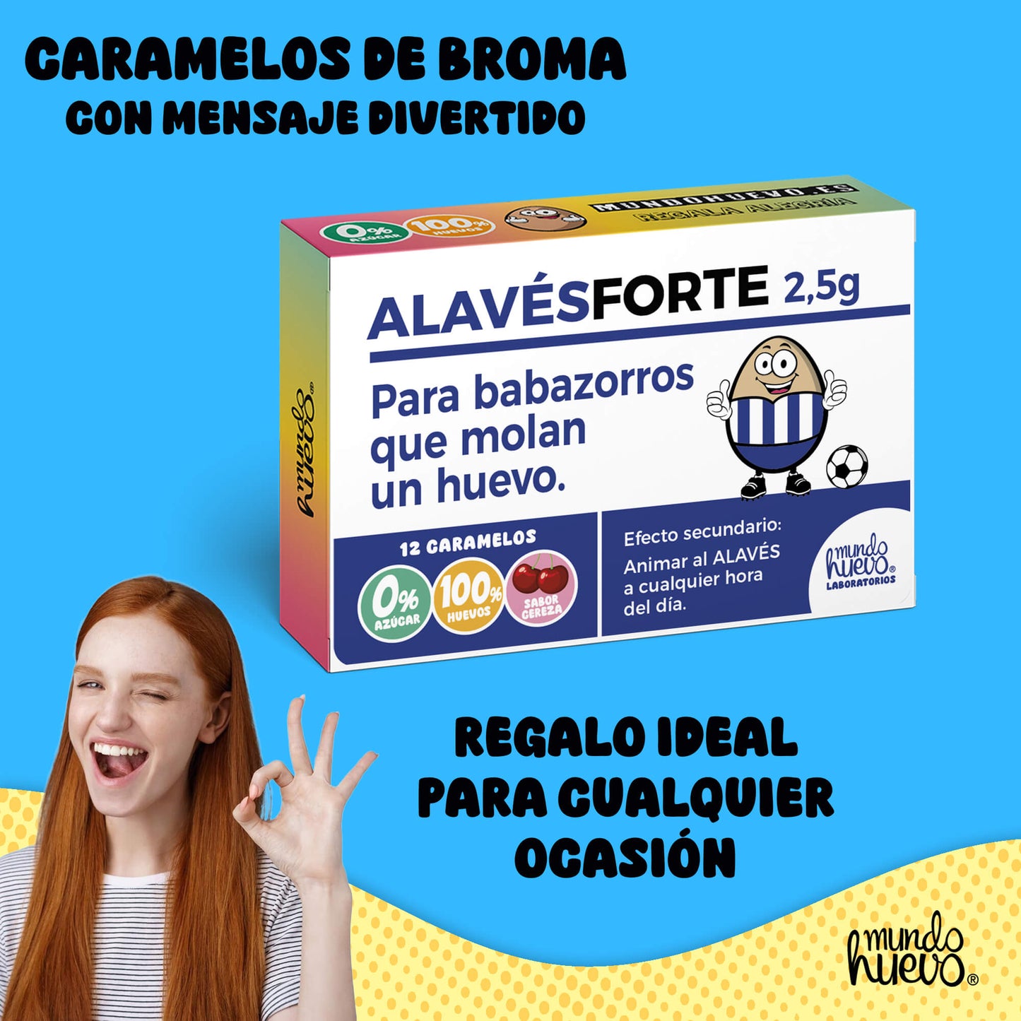 Caramelos de broma | ALAVÉS FORTE | Caja Regalo Divertido con 12 caramelos sin azúcar
