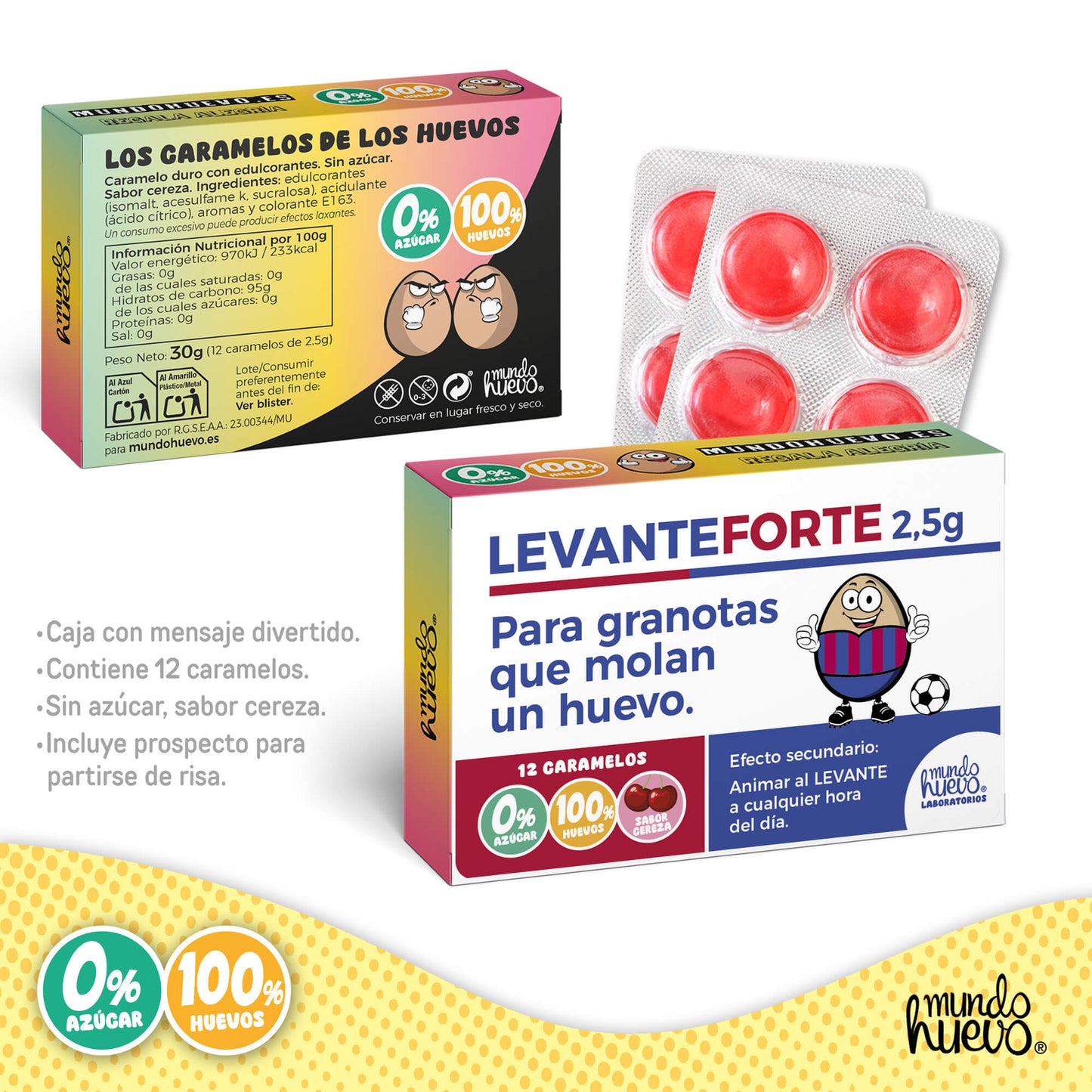 Caramelos de broma | LEVANTE FORTE | Caja Regalo Divertido con 12 caramelos sin azúcar