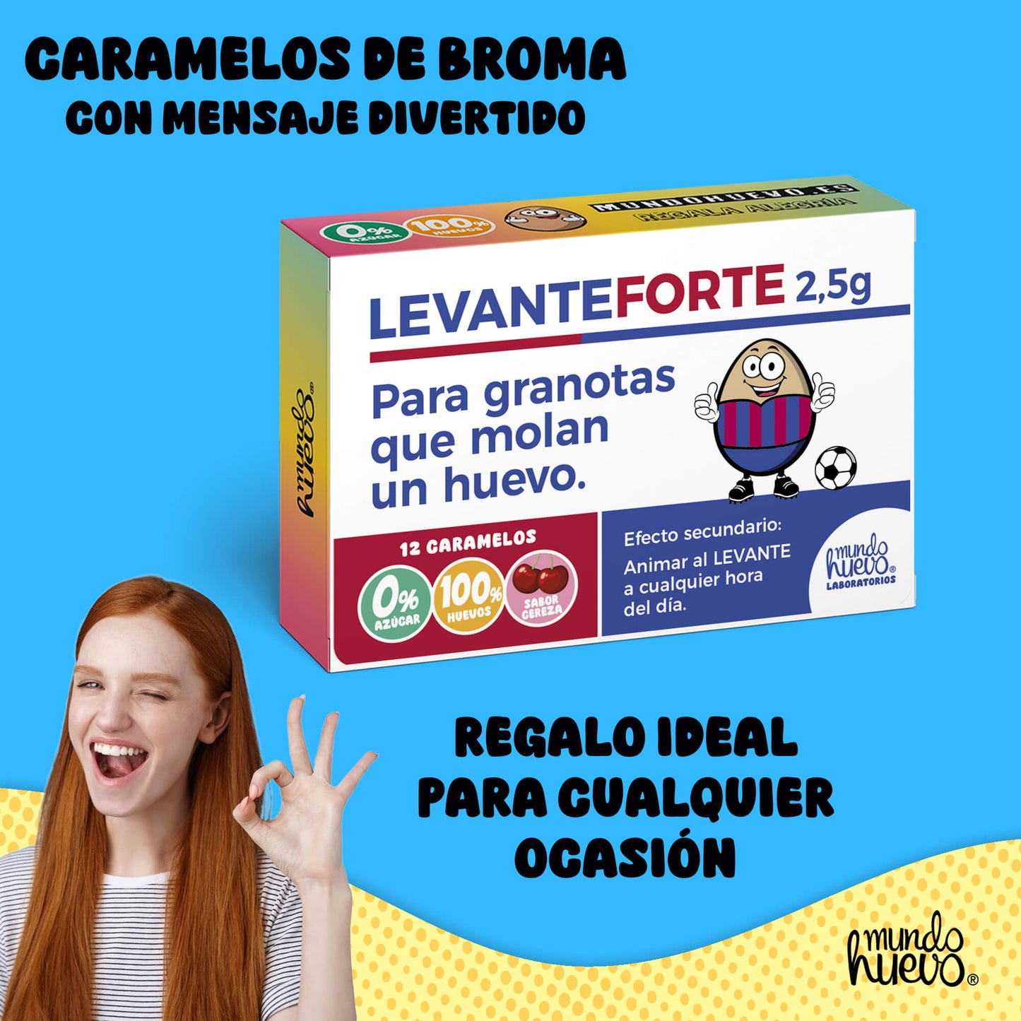 Caramelos de broma | LEVANTE FORTE | Caja Regalo Divertido con 12 caramelos sin azúcar