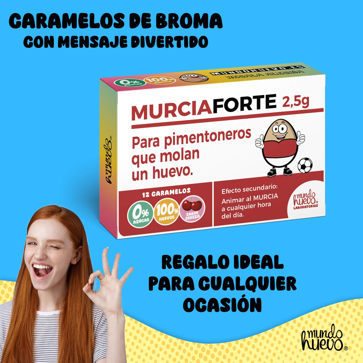 Caramelos de broma | MURCIA FORTE | Caja Regalo Divertido con 12 caramelos sin azúcar