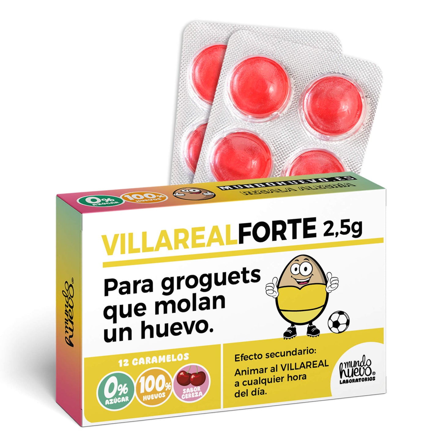 Caramelos de broma | VILLAREAL FORTE | Caja Regalo Divertido con 12 caramelos sin azúcar