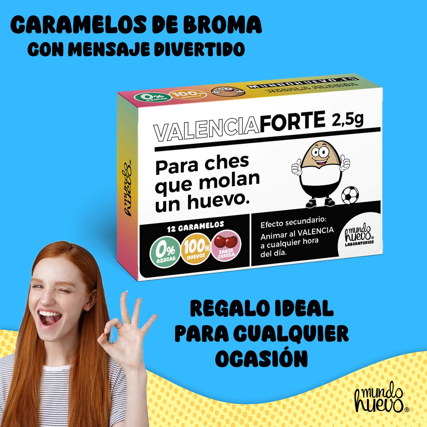 Caramelos de broma | VALENCIA FORTE | Caja Regalo Divertido con 12 caramelos sin azúcar