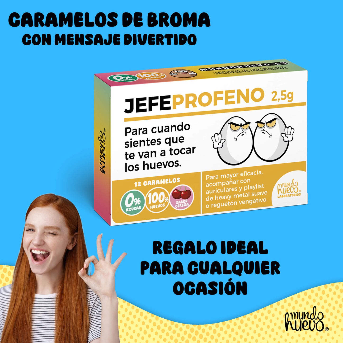 Caramelos de broma | JEFE PROFENO | Caja Regalo Divertido con 12 caramelos sin azúcar