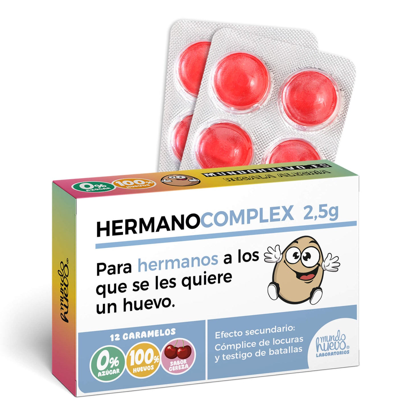 Caramelos de broma | HERMANO COMPLEX | Caja Regalo Divertido con 12 caramelos sin azúcar