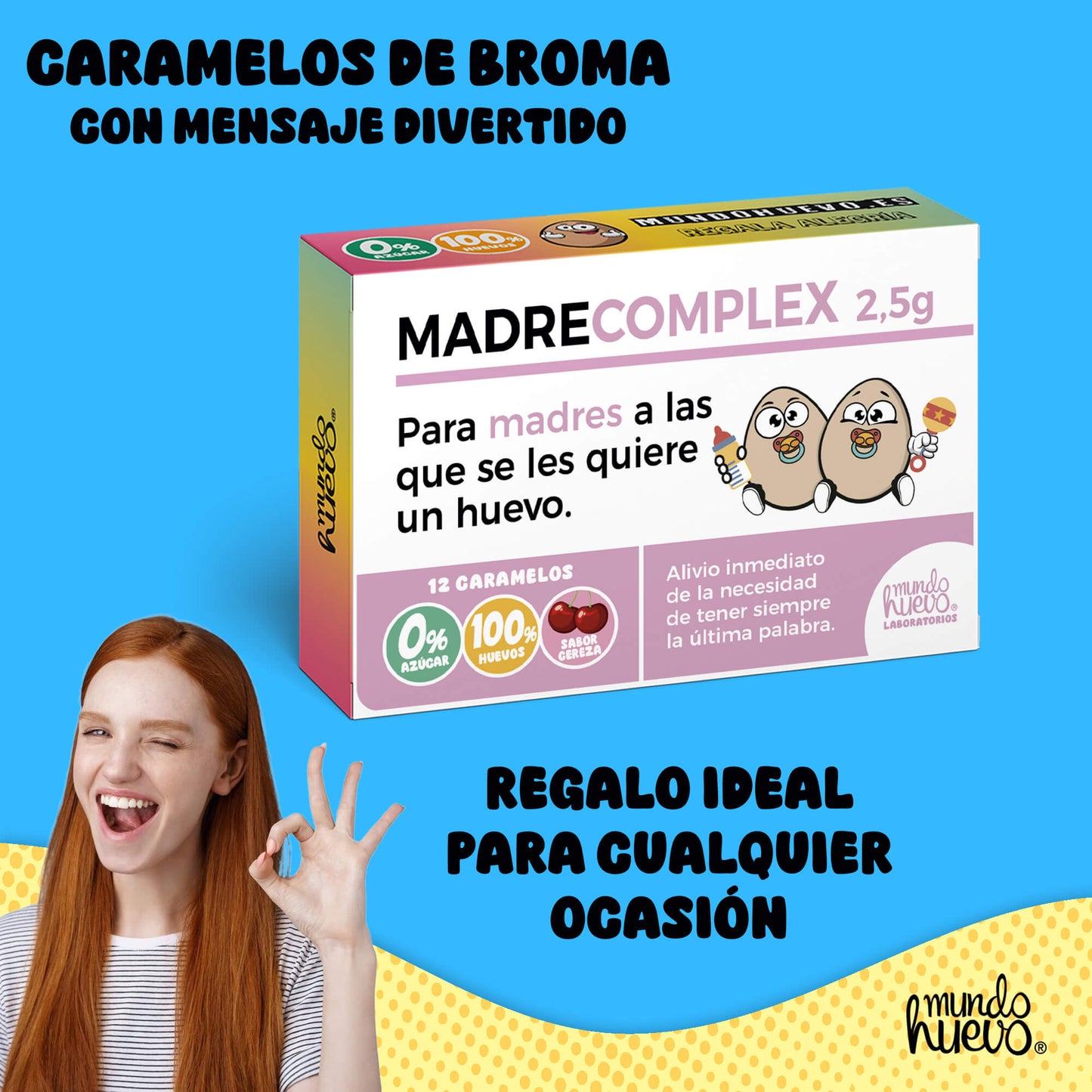 Caramelos de broma | MADRE COMPLEX | Caja Regalo Divertido con 12 caramelos sin azúcar