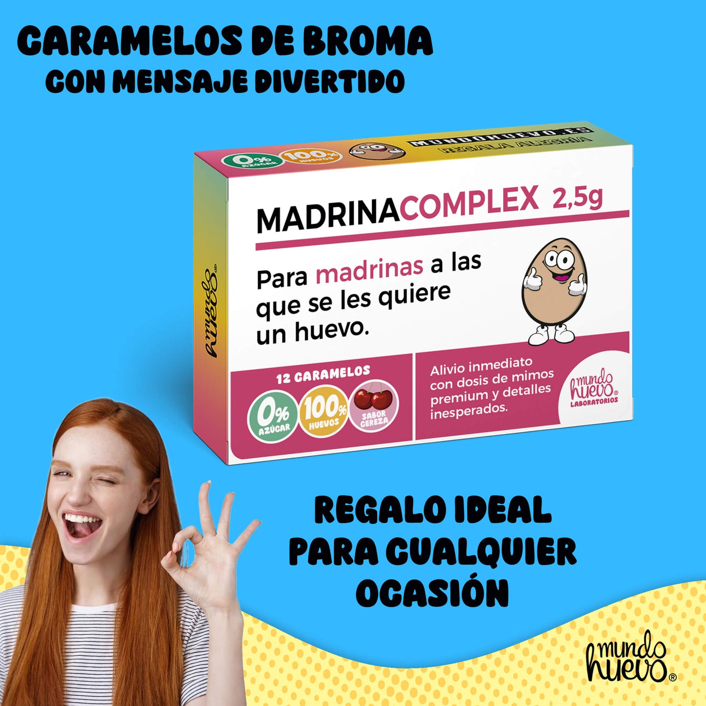 Caramelos de broma | MADRINA COMPLEX | Caja Regalo Divertido con 12 caramelos sin azúcar