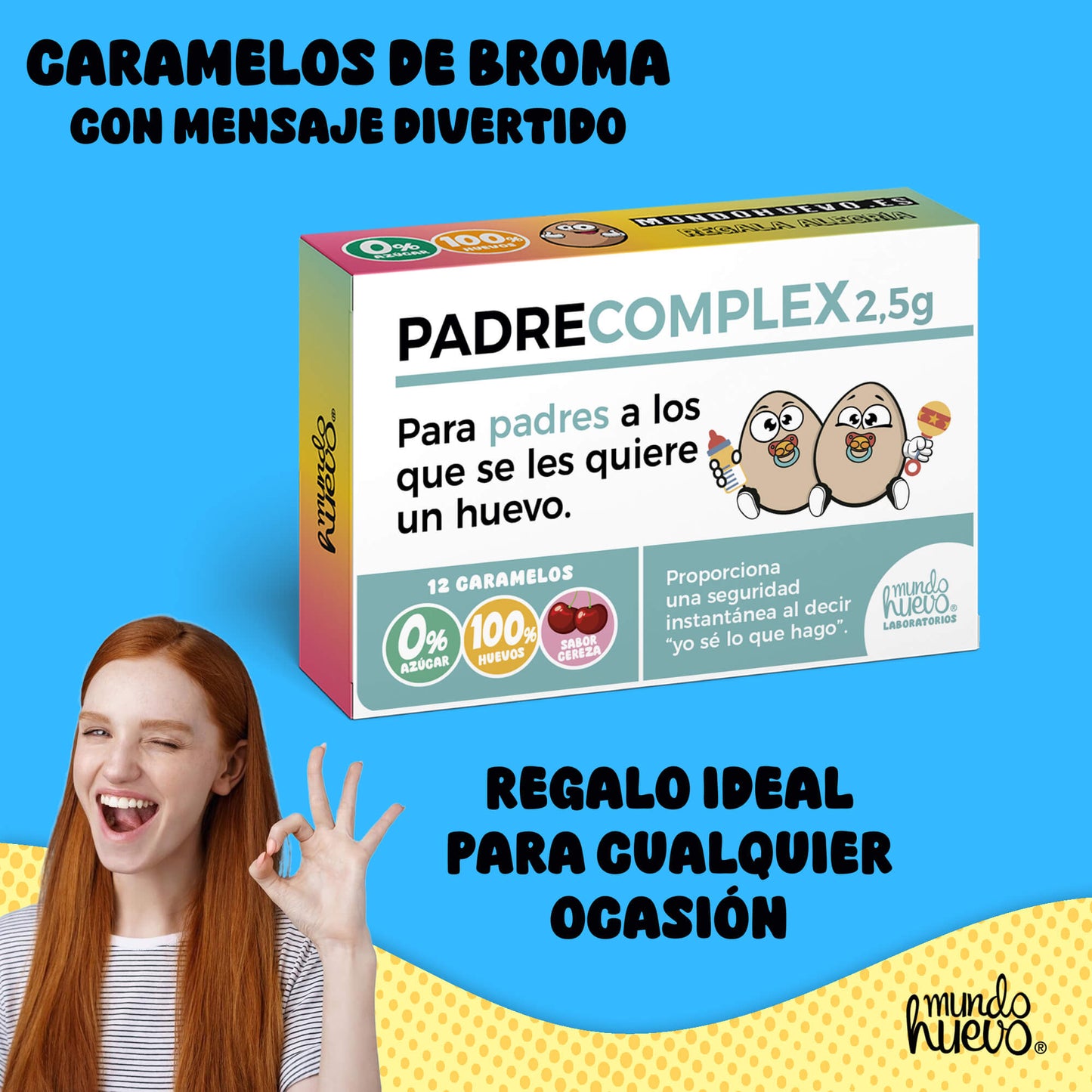 Caramelos de broma | PADRE COMPLEX | Caja Regalo Divertido con 12 caramelos sin azúcar