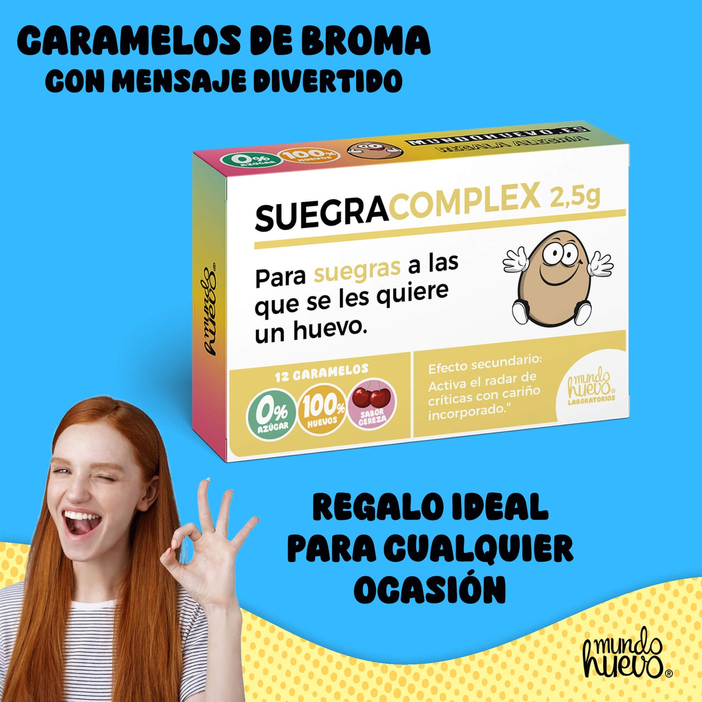 Caramelos de broma | SUEGRA COMPLEX | Caja Regalo Divertido con 12 caramelos sin azúcar
