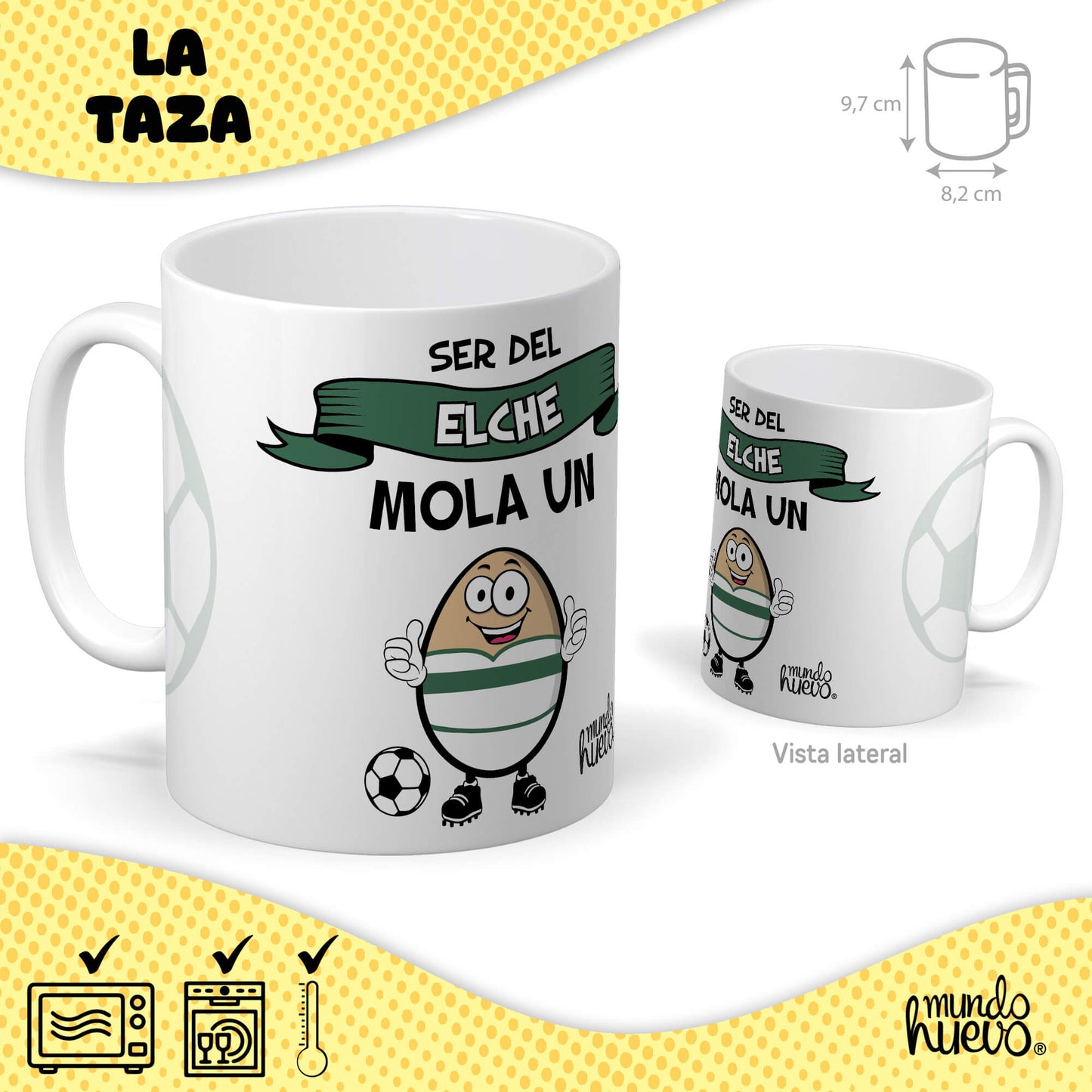Taza Ser del Elche mola un huevo + Caramelos divertidos + Pulsera sorpresa
