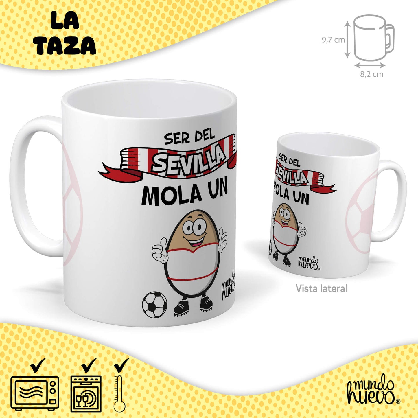 Taza Ser del Sevilla mola un huevo + Caramelos divertidos + Pulsera sorpresa