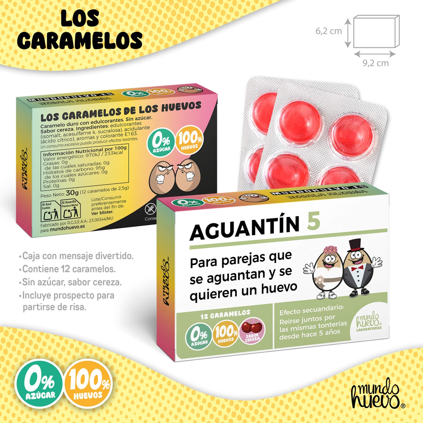 Taza 5 años de casados con un par de huevos + Caramelos divertidos + Pulsera sorpresa