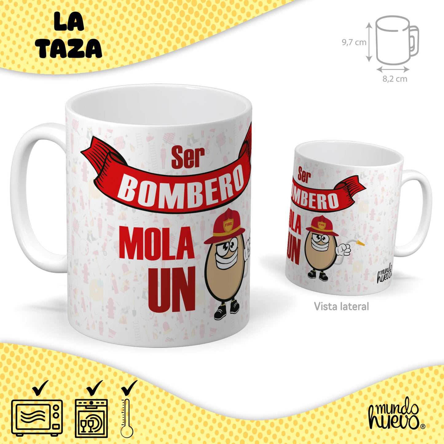 Taza Ser Bombero mola un huevo + Caramelos divertidos + Pulsera sorpresa