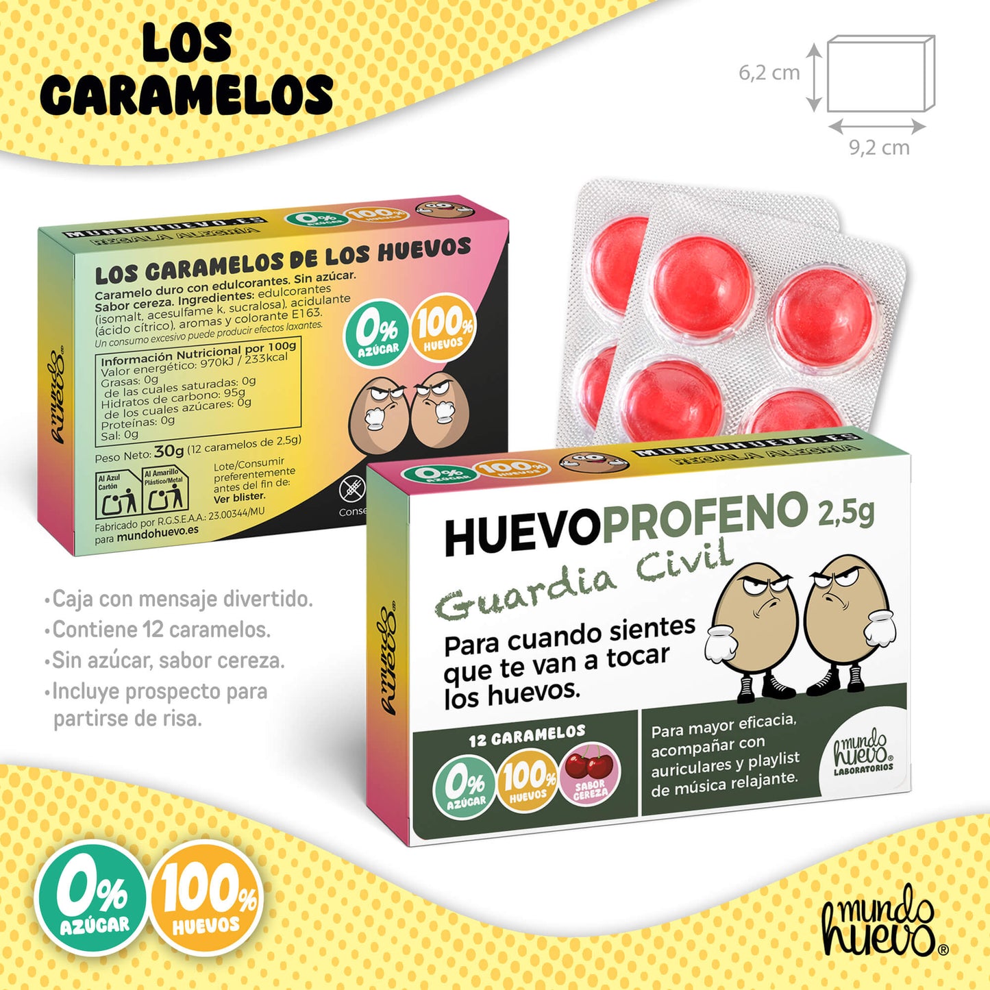 Taza Para ser guardia civil hay que tener un par de huevos + Caramelos divertidos + Pulsera sorpresa