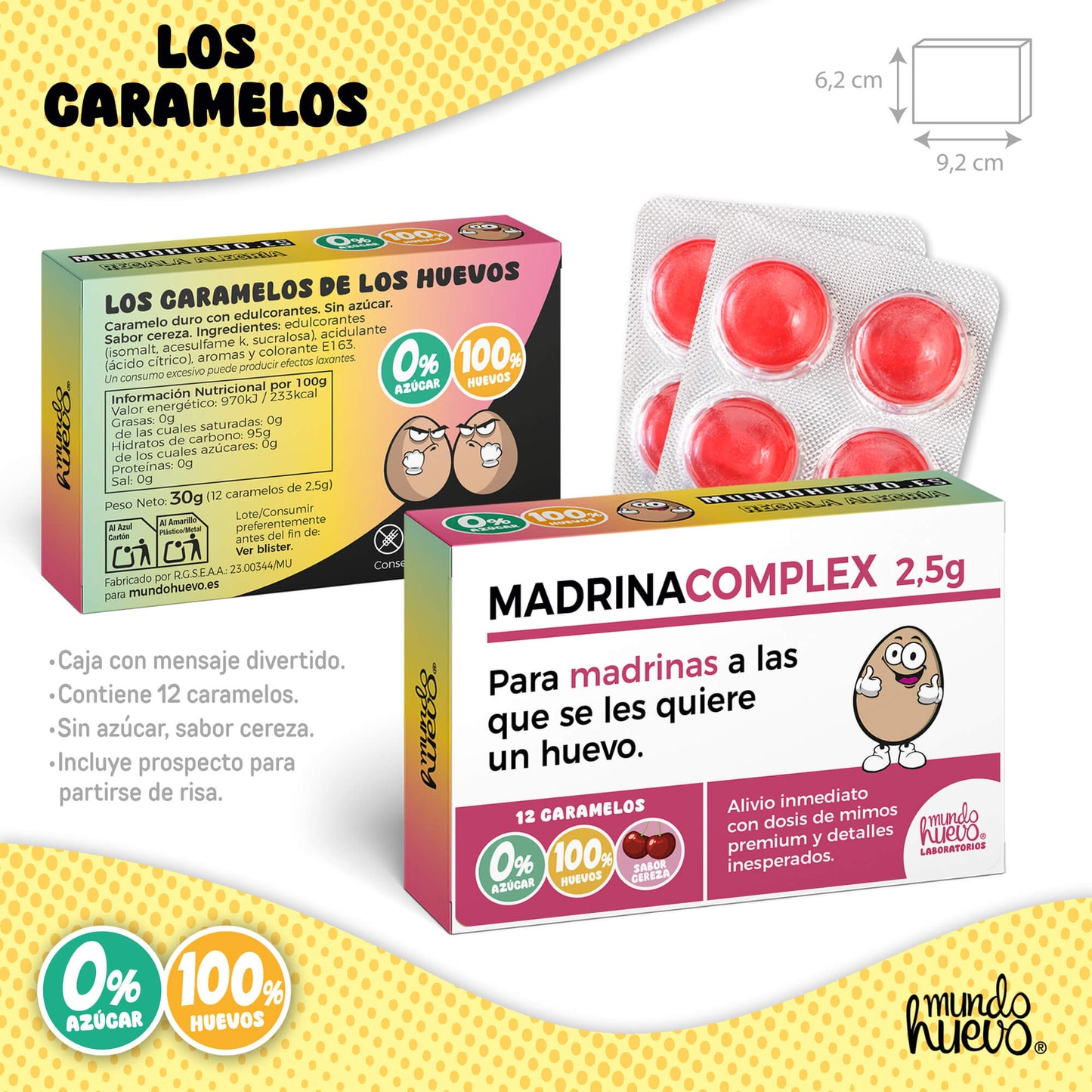 Taza Madrina molas un huevo + Caramelos divertidos + Pulsera sorpresa