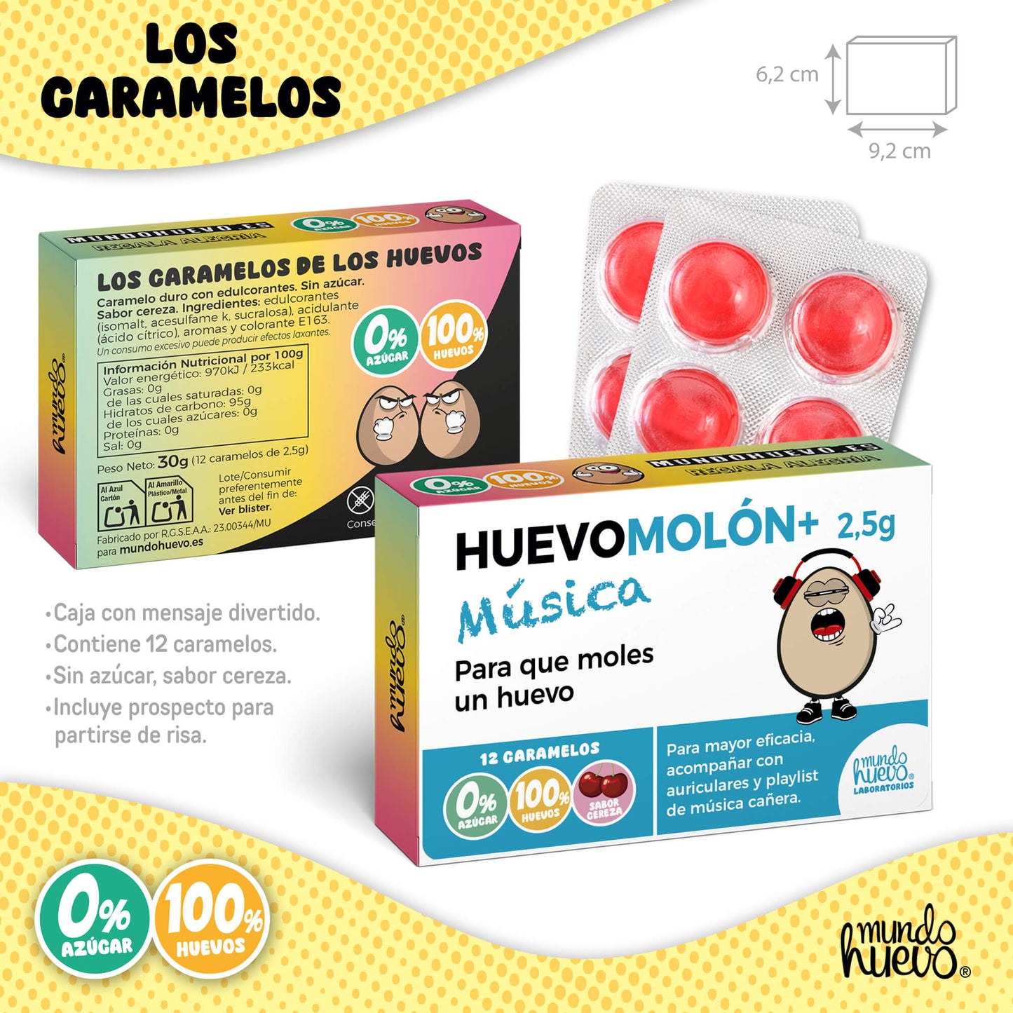 Taza La música me mola un huevo + Caramelos divertidos + Pulsera sorpresa