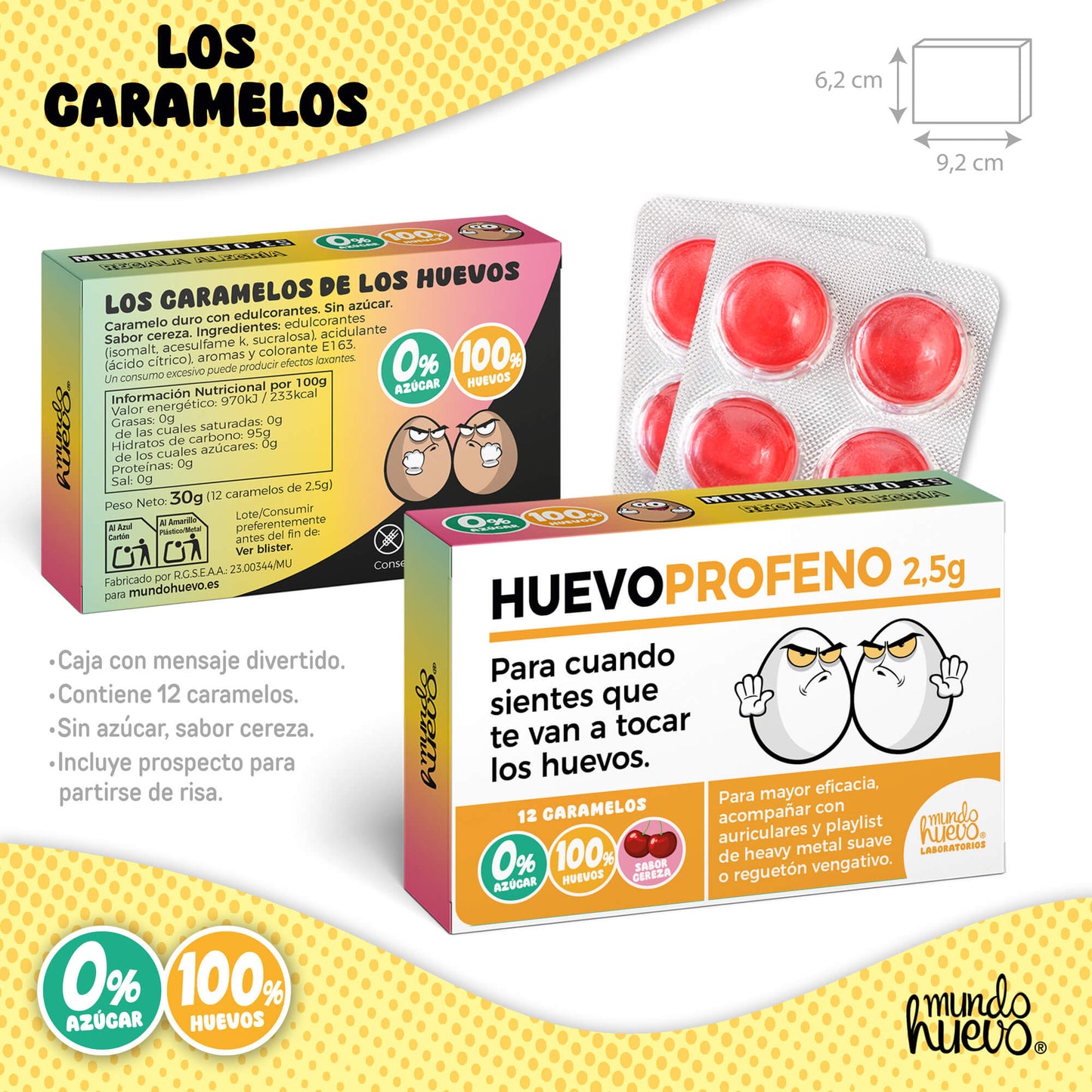Taza Pa huevos los míos + Caramelos divertidos + Pulsera sorpresa