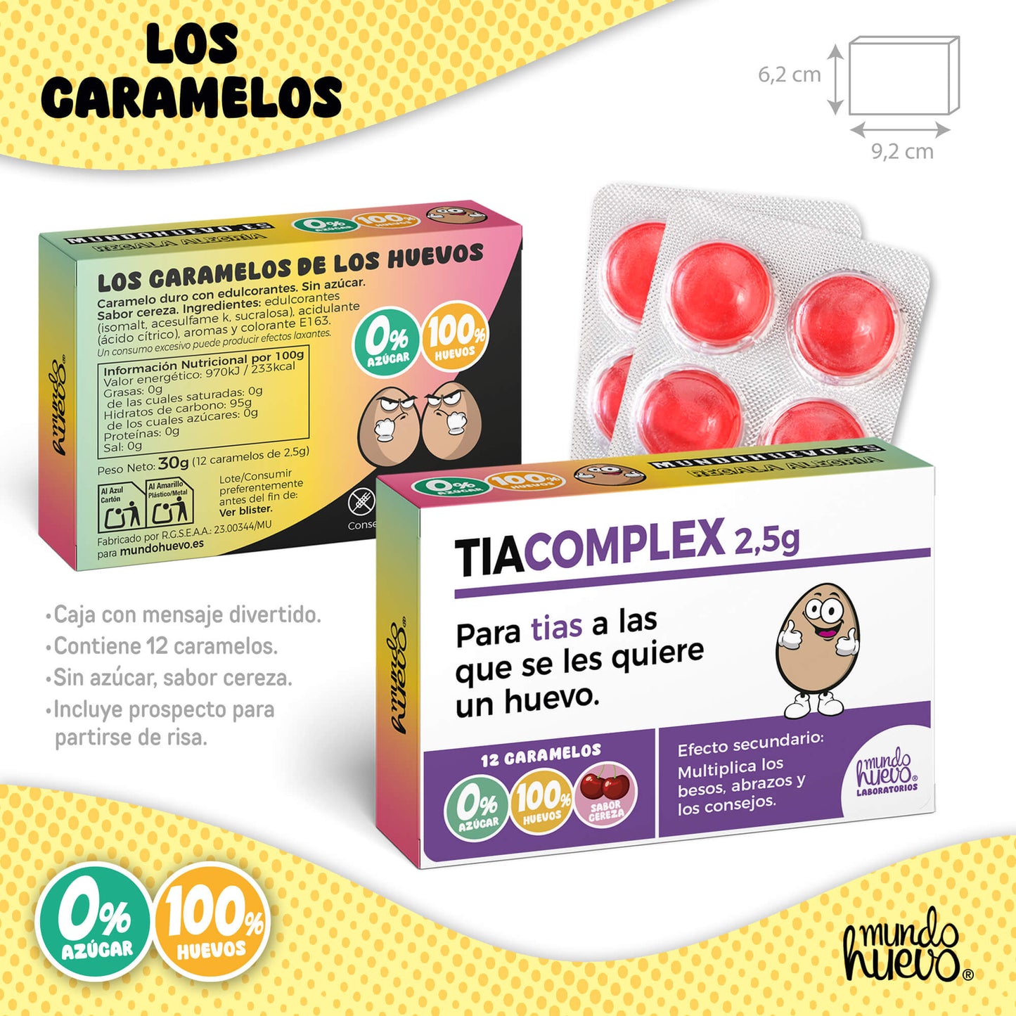 Taza Mi tia mola un huevo + Caramelos divertidos + Pulsera sorpresa
