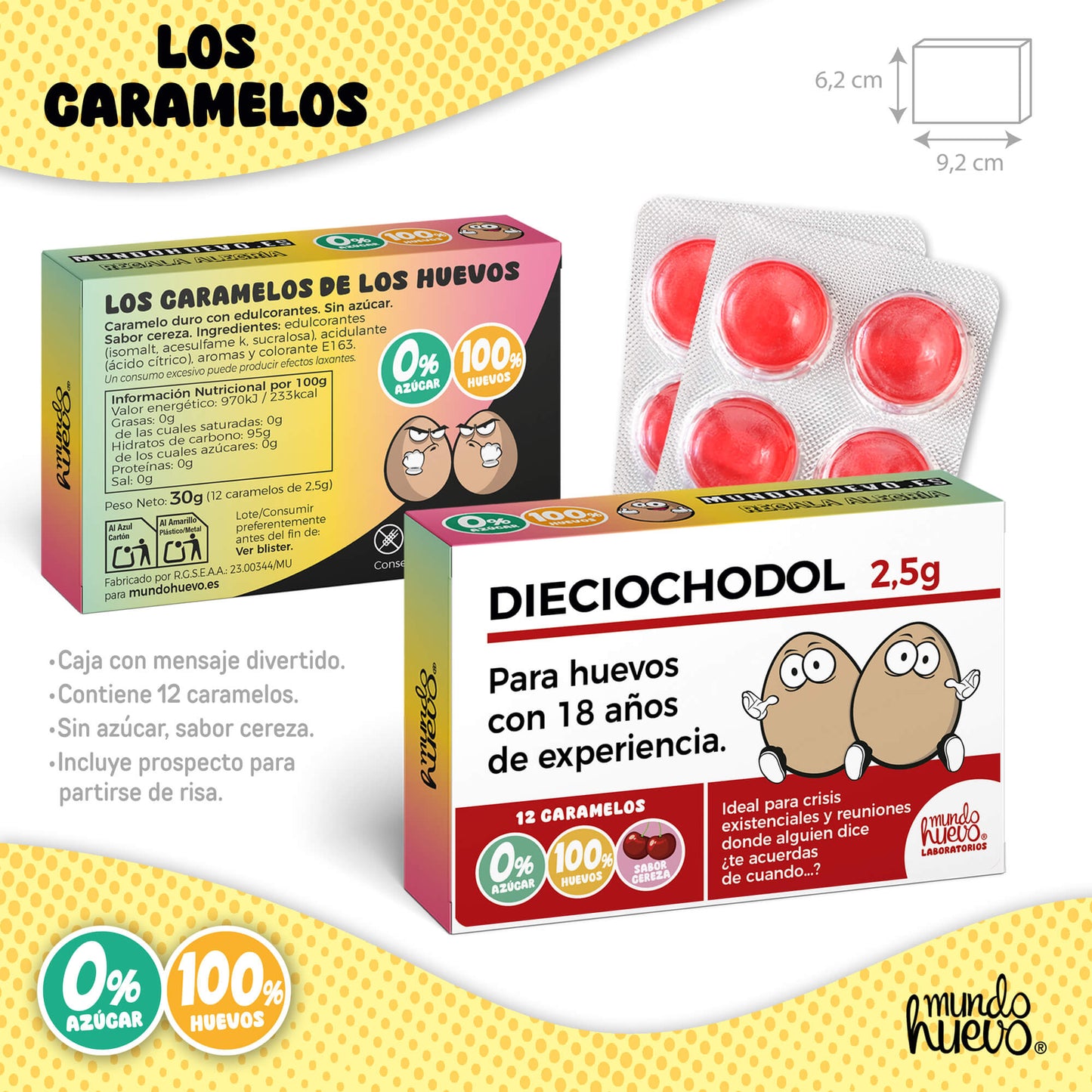 Taza Mis huevos ya tienen 18 años + Caramelos divertidos + Pulsera sorpresa