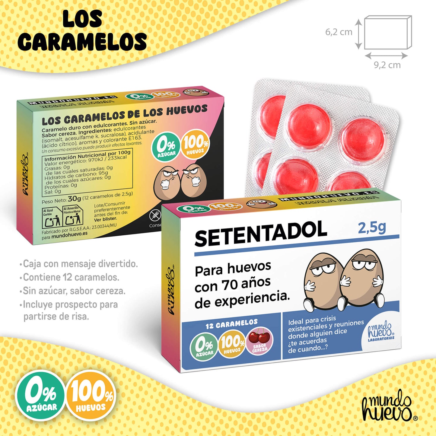 Taza Mis huevos ya tienen 70 años + Caramelos divertidos + Pulsera sorpresa