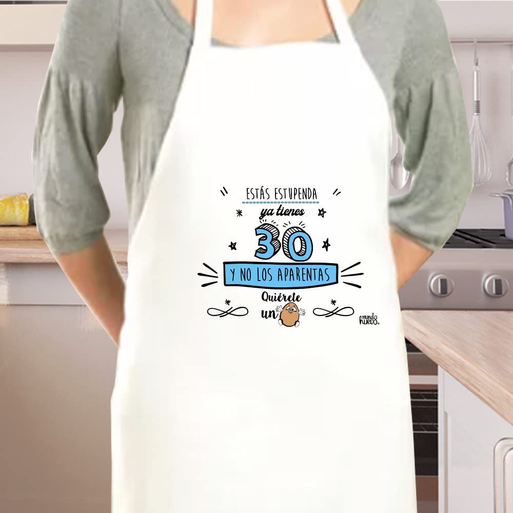 Delantal | YA TIENES 30 Y NO LOS APARENTAS | Regalo divertido.