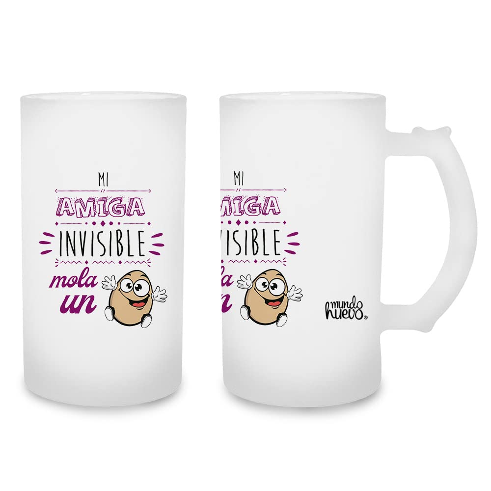 Jarra de cerveza Mi amiga invisible mola un huevo