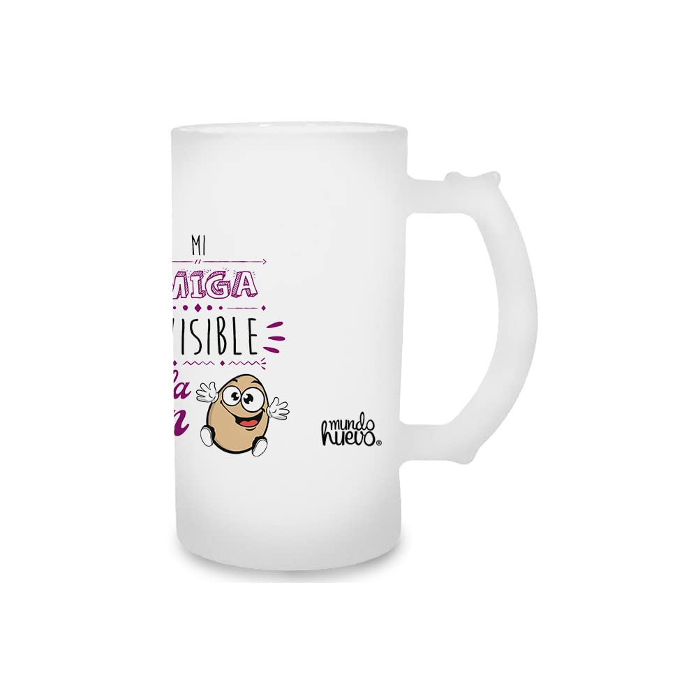 Jarra de cerveza Mi amiga invisible mola un huevo