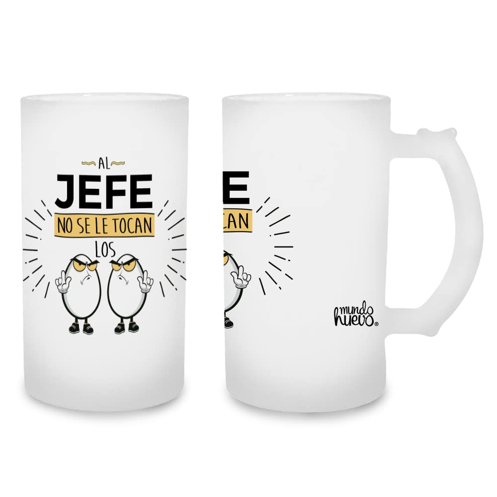 Jarra de cerveza Al jefe no se le tocan los huevos